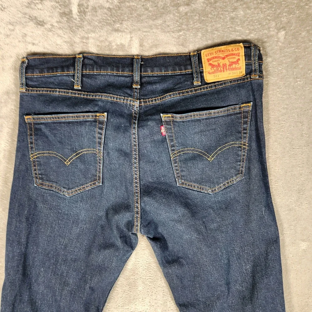 Levi's 511 Slim Fit Jeans Mens 38x32 Dark Wash Blue Excellent Stretch‎ Denim